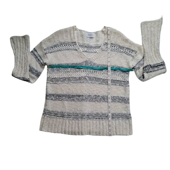 Storia Loose Knit Sweater Gray White Striped Small - Picture 8 of 10